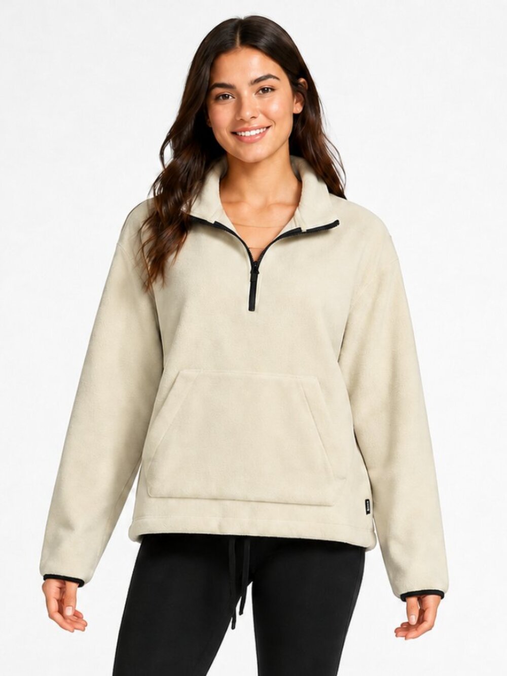 PINK Victoria’s Secret Cream Fleece Quarter Zip Pullover L